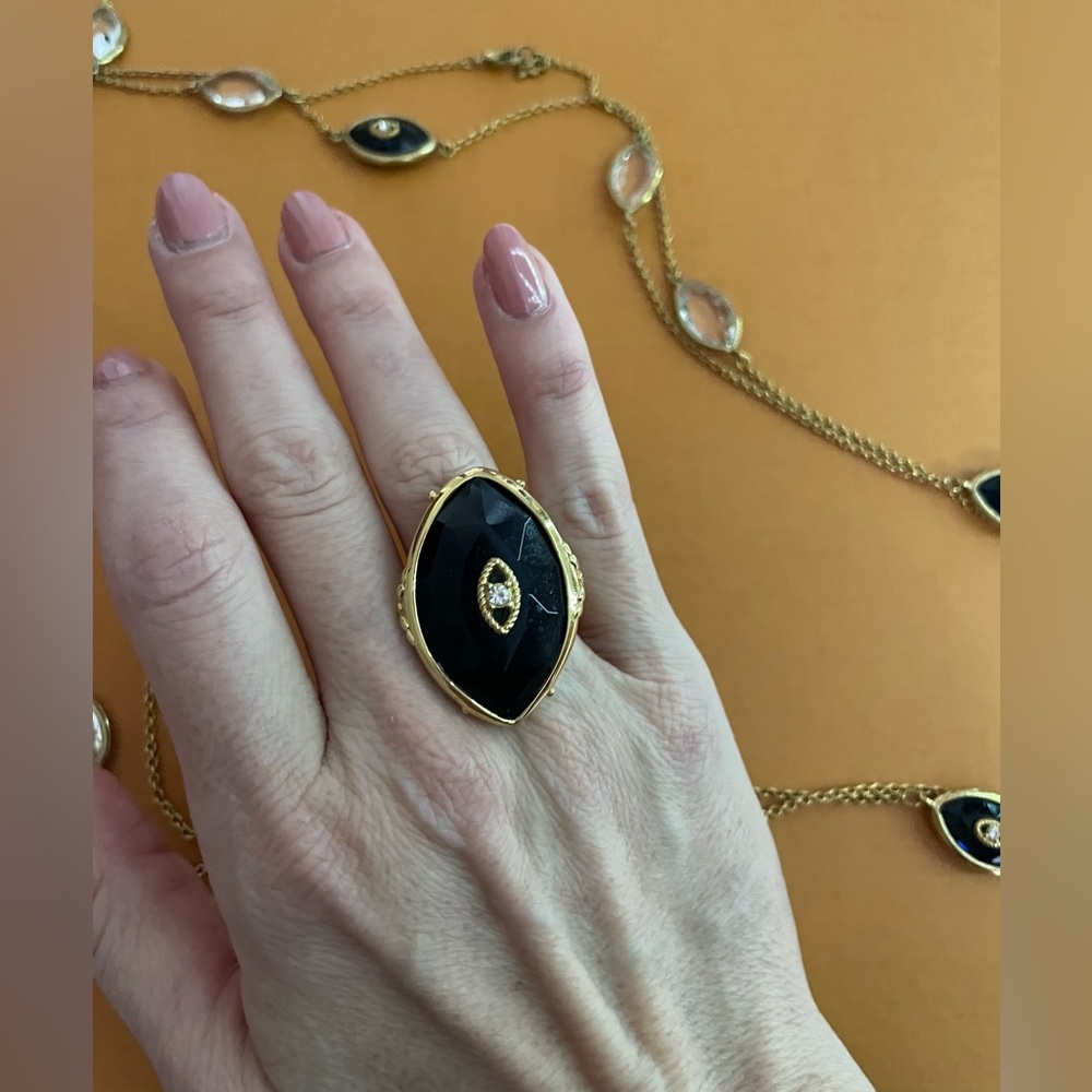 Evil eye necklace and ring set